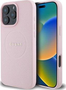 Guess Hybrid-deksel til iPhone 16 Pro med MagSafe - Kornet Logo i Rosa