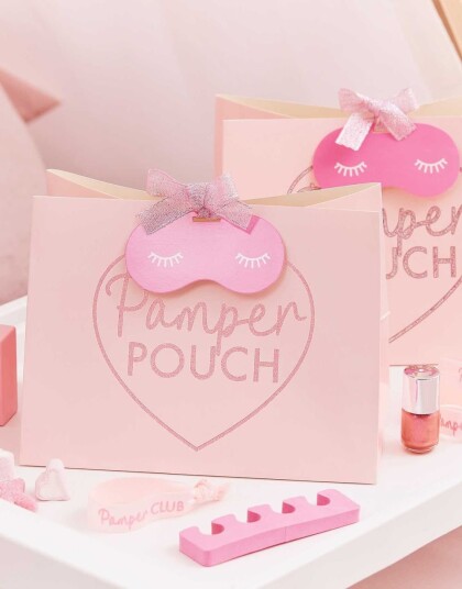 Ginger Ray 5 stk Gjenbrukbare Glitrende "Pamper Pouch" Party Bags Pamper Party PAMP 103