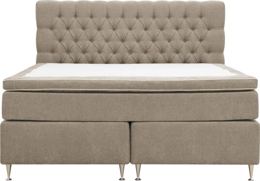 Hilton Lyx komplett sengpakke 160x200 cm kontinentalseng med knappepolstret sengegavl i chenille - Brun