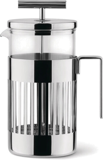 Alessi French Press In 18/10 Mirror Polished Stainless Steel And Heat Resistant Glass 3 Cups Silver ONE SIZE Alessi French Press In 18/10 Mirror Polished Stainless Steel And Heat Resistant Glass 3 Cups Silver ONE SIZE