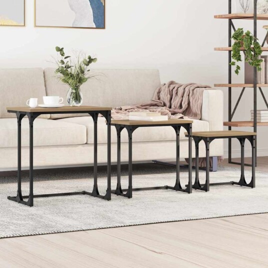 vidaXL Kaffebord med Nesting 3 pcs artisan eik 50,5 x 35 x 53 cm