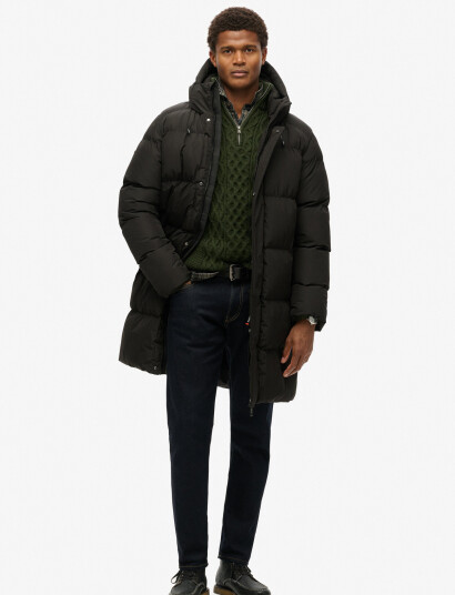 Superdry Hooded Sports Puffer Mid Jkt - Black - XXXL