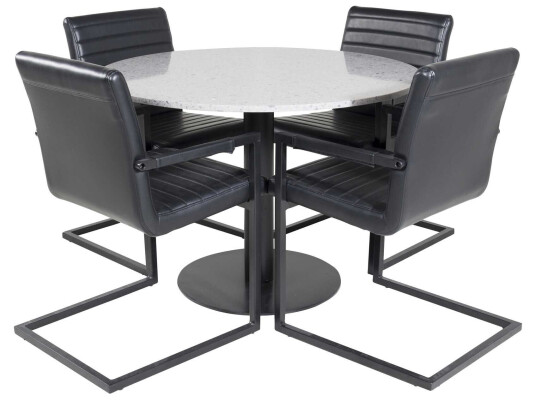 Venture Design Razzia & Art spisegruppe Grå/svart 4 st stoler & bord 106 cm