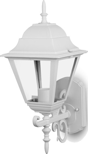 V Tac E27 vegglampe Large   Matt hvit aluminium og glass 44,5cm høy uten lyskilde