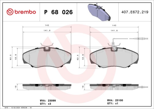 Bremseklosser BREMBO P 68 026