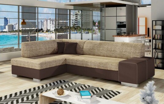 Seksjon Eltap Fabio 268x167x73 cm Berlin 03 Soft 66 Beige Mørkebrun Venstre