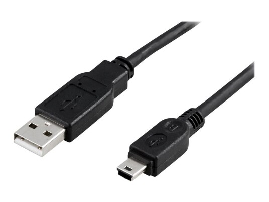 Deltaco USB 2.0-kabel 50 cm til mini-USB type B, svart
