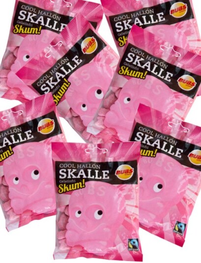 12 Poser Skalle i Skum med Bringebærsmak Hel Eske 12 Poser Skalle i Skum med Bringebærsmak Hel Eske