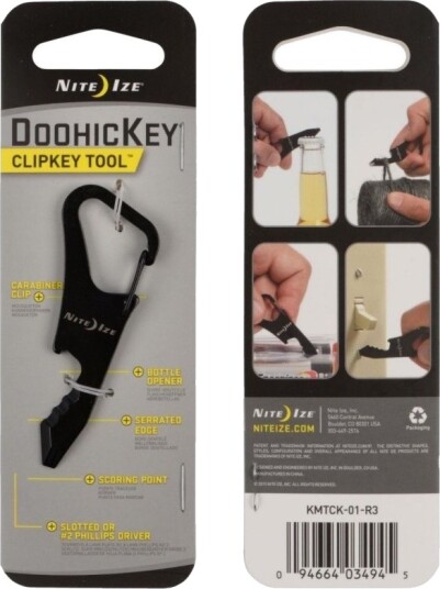 Nite Ize Doohickey Clipkey, Nøkkelkarabin, Sort, Rustfritt Stål, 25 Mm, 68 Mm, 12 G Nite Ize Doohickey Clipkey, Nøkkelkarabin, Sort, Rustfritt Stål, 25 Mm, 68 Mm, 12 G
