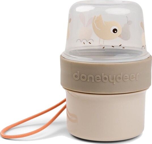 Done By Deer To Go 2-Way Snack Container Birde, Sand