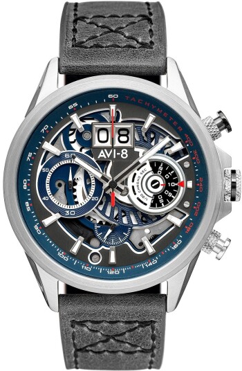 AVI 8 Herreklokke AV 4065 04 Hawker Harrier II Grå/Lær Ø45 mm