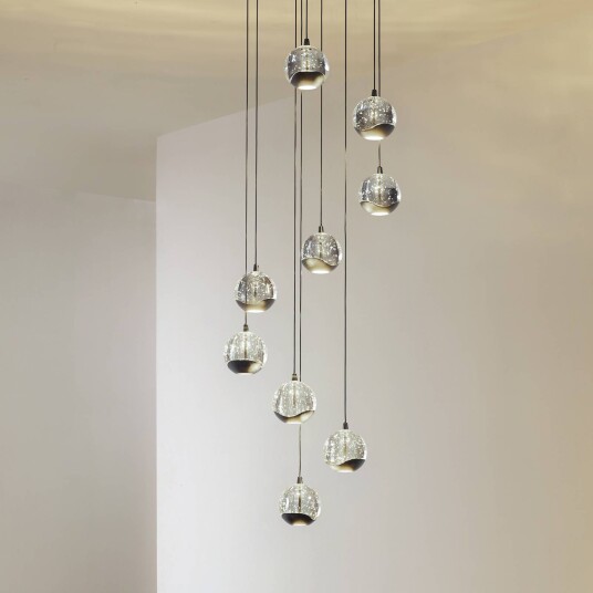 Lucande LED hengelampe Hayley svart 9 lyskilder glass Lucande LED hengelampe Hayley svart 9 lyskilder glass