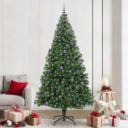  Kunstig juletre med 300 LED grønn 240 cm PVC og Stål og Plast