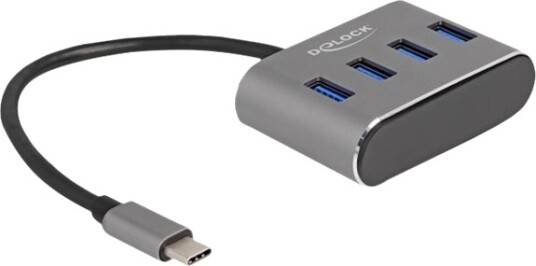 Delock 4 Porter Usb 3.2 Gen 1 Hub Med Usb Type-C-Tilkobling – Usb Type-A-Kontakter På Toppen