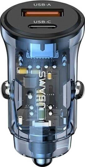 Usams C32 Billader 1Xusb+1Xusb C 30W Fast Charge Blå Us Cc164 Usams C32 Billader 1Xusb+1Xusb C 30W Fast Charge Blå Us Cc164