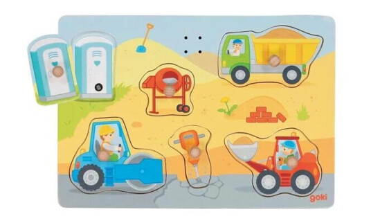 Goki Wooden Shape Puzzle Construction Site with Sound 6 pcs. Tre