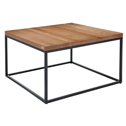 VEGA Sidebord Deven Kvadratisk; 60x60x37 cm (LxBxH); Bordplate Eik antikk/Brun, Ramme Svart; Kvadratisk
