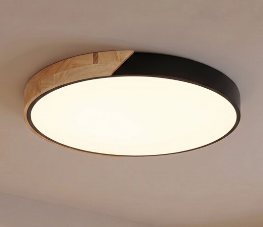 Lynorri LED taklampe Ø 51 cm svart treutseende – PRIOS   Stue   Moderne   Plast   Rund