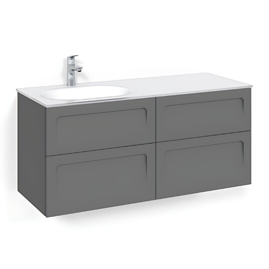 Macro Design Crown Servantskap 4-skuff - med Venstre Glasservant 120cm Antrasitt / Shape Glass Edge Hvit