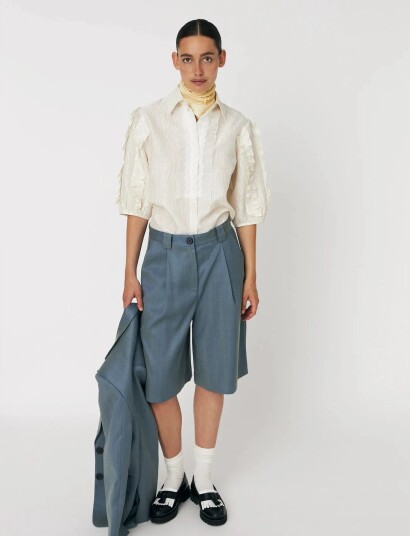 Stella Nova Herringbone Suiting Shorts Blue 34 Stella Nova Herringbone Suiting Shorts Blue 34