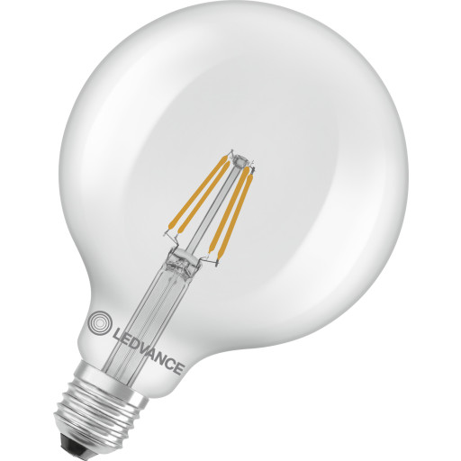 Ledvance E27 globepære 2700K 3,4W clear 125 mm diameter x 168 mm length