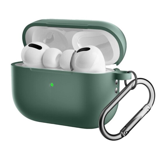 INCOVER Apple Airpods Pro 2nd Gen (2022) Silikondeksel med Karabinkrok Grøn