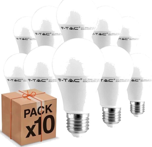 10 stk E27 9W LED pære 200 grader Dimbar : Ikke dimbar Kulør : Kald 10 stk E27 9W LED pære 200 grader Dimbar : Ikke dimbar Kulør : Kald