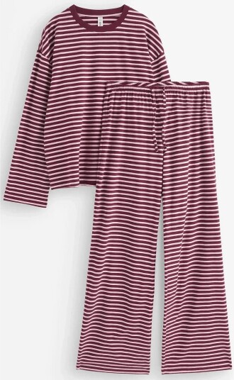 Lindex Pyjama Set   DARK DUSTY RED   XS