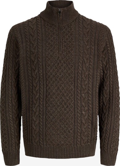 Jack & Jones - Polohals Jprblucallum Cable Knit Half Zip - Brun