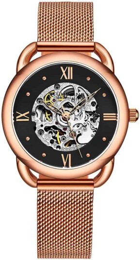 Stührling Original Dameklokke 3990M.5 Automatic Sort/Rose gulltonet