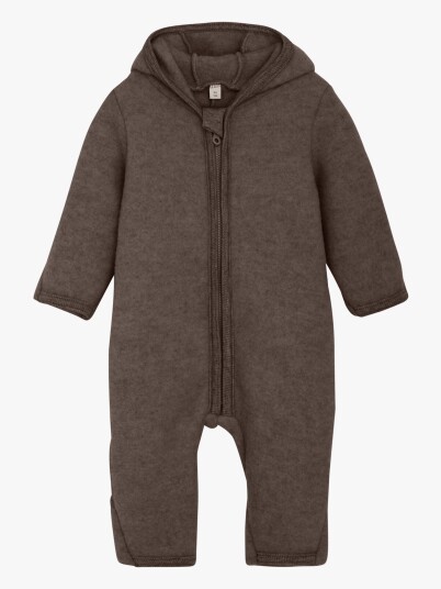 Huttelihut Ullfleece Vårdress med Ører, Brun Melert, 62