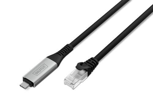 Digitus USB-C til RJ45 Ethernet Adapter 2m Cat6a Svart Digitus USB-C til RJ45 Ethernet Adapter 2m Cat6a Svart