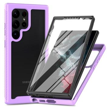360 Beskyttelse Samsung Galaxy S23 Ultra 5G Deksel Lilla / Klar