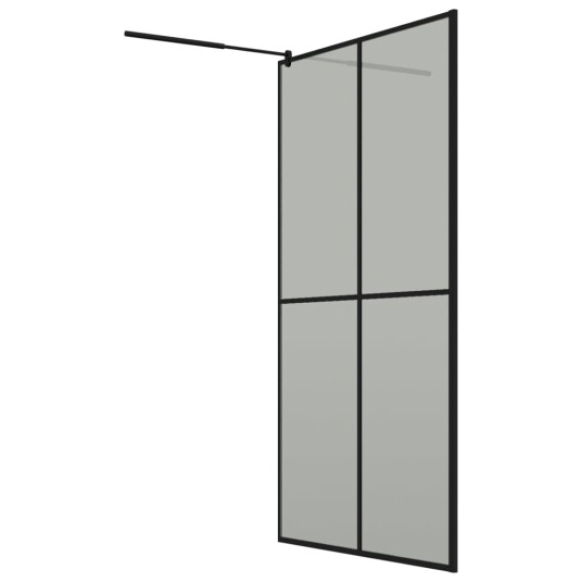 Dusjvegg med hylle svart 118x190 cm ESG-glass og aluminium