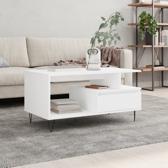  Salongbord hvit 90x49x45 cm konstruert tre 8721012113312
