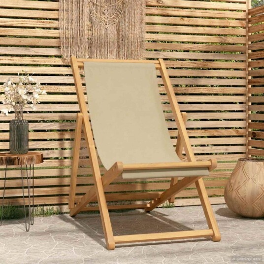vidaXL Strandstol Beige Massivt Teaktre