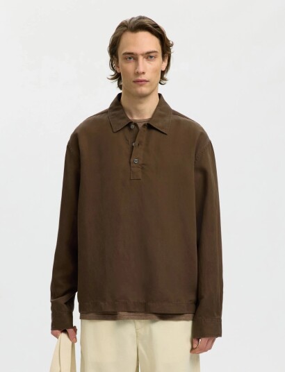 Selected Slhrlxmika Tencel Blend Light Overshirt Brown S