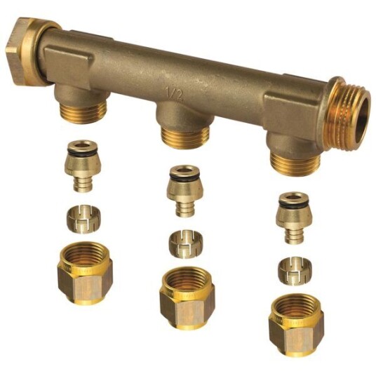 Uponor Aqua PLUS 3-pinners Fordeler 15 mm med Omløper for Overvanns- og Drensrør