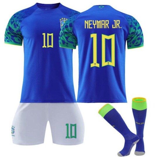 Neymar Jr #10 Barnefotballsett Fotballdrakt Treningsdrakt Fotballdrakter Brasil Bortedrakt Barn 20110 120CM Brazil Away Kids 20110 120CM