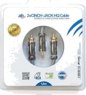 Ab Com 2X Cinch Til 3,5 Mm Jack Hq Lydkabel 1,5 M Rca Sterk Høy Kvalitet
