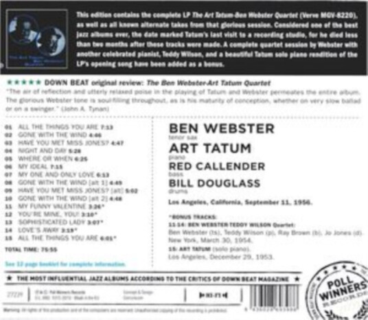 The Ben Webster Art Tatum Quartet The Ben Webster Art Tatum Quartet CD The Ben Webster Art Tatum Quartet The Ben Webster Art Tatum Quartet CD