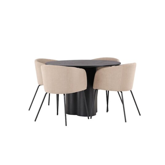 Venture Home Spisegruppe Venture Home Olivia Ø 110 cm med 4 Berit Stoler GR22889