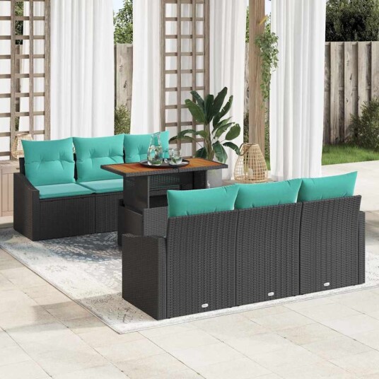 vidaXL Hagesofa Set 7 stk. 6 Antall seter Svart og teal