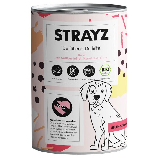 Strayz Bio 6 X 400 G Økologisk Storfekjøtt Med Økologisk Søtpotet Økologisk Gulrot Og Økologisk Pære Strayz Bio 6 X 400 G Økologisk Storfekjøtt Med Økologisk Søtpotet Økologisk Gulrot Og Økologisk Pære