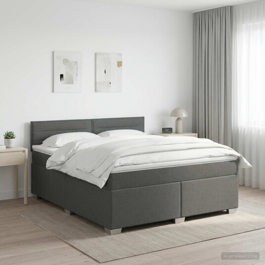 vidaXL Kontinentalseng med madrass Mørkegrå 140 x 200 cm Stoff