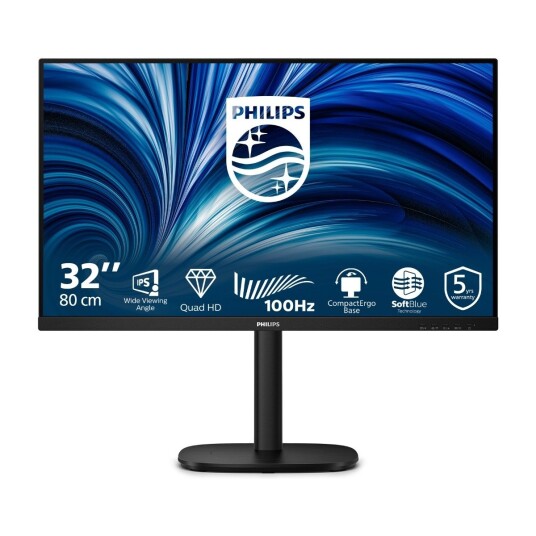 Philips 32B2N3500 QHD 31.5" IPS Skjerm med 100Hz og Sort Farge Philips 32B2N3500 QHD 31.5" IPS Skjerm med 100Hz og Sort Farge