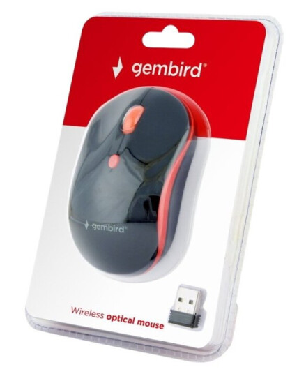 Gembird Musw-4B-03-R - Mus - Optisk - 4 Knapper - Trådløs - 2.4 Ghz - Usb Trådløs Mottaker - Sort / Rød - Blister