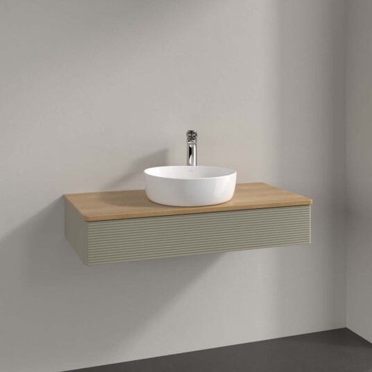 Villeroy & Boch Antao Servantskap med 1 skuff 100x50x19 cm u/lys Steingrå/Eik Villeroy & Boch Antao Servantskap med 1 skuff 100x50x19 cm u/lys Steingrå/Eik