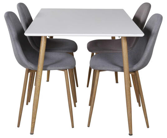 Venture Design Polar & Polar spisegruppe Hvit/grå 4 st stoler & bord 120 x 75 cm