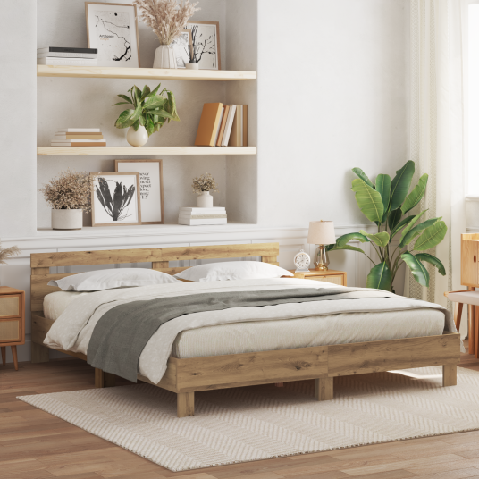 Laminert Tre Sengeramme Artisan eik 180 x 200 cm Holdbar Laminert Tre Sengeramme Artisan eik 180 x 200 cm Holdbar
